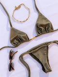 Bikini Aura™ Khaki Texturizado - Braga de lazo