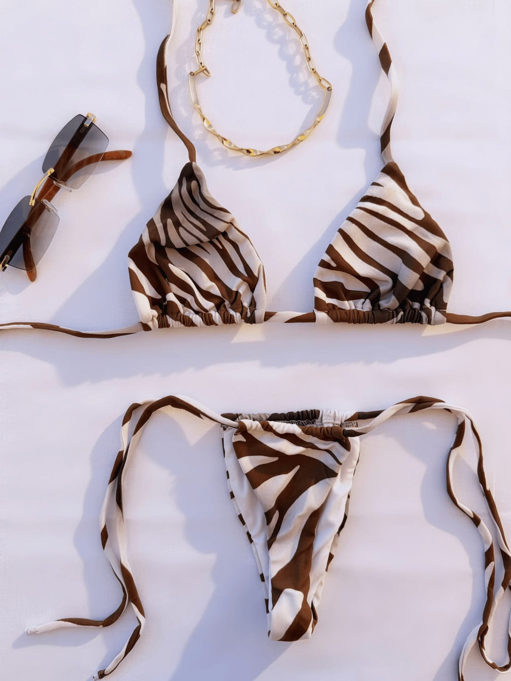 Bikini Aura™ Cebra Marrón - Braga de lazo
