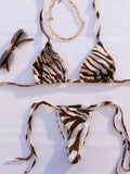 Bikini Aura™ Cebra Marrón - Braga de lazo